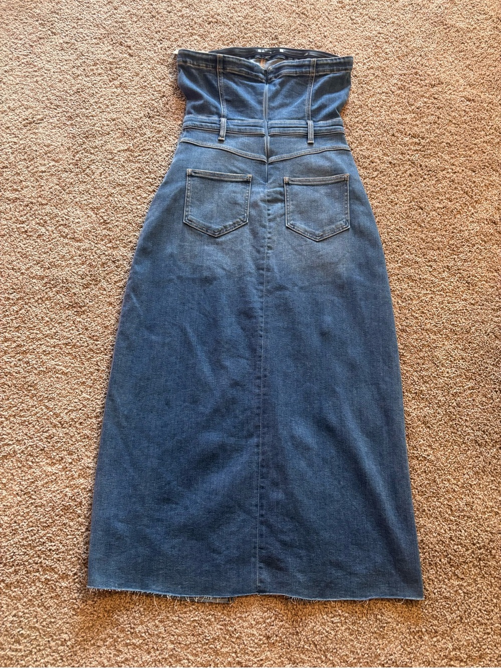Pilcro Strapless Dark Blue Denim Dress with Front Slit - Picture 10 of 10